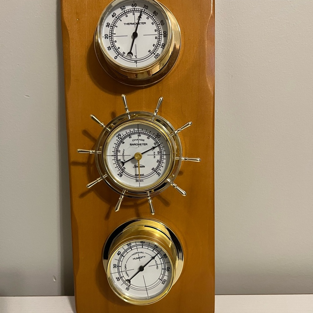 Nautical wooden Thermometer, Barometer and Humidly plaque